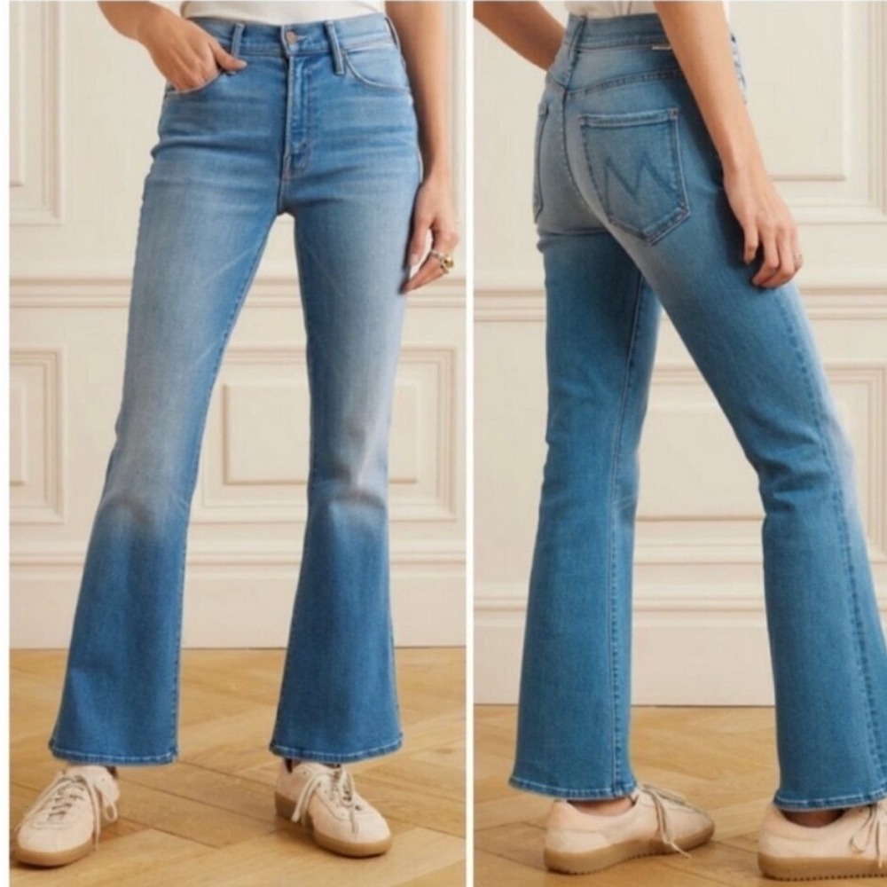 Mother Lil Weeker Flare Jeans Layover Medium Wash High Rise Denim 24